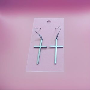 🌷Stainless Steel Silver Cross Earrings